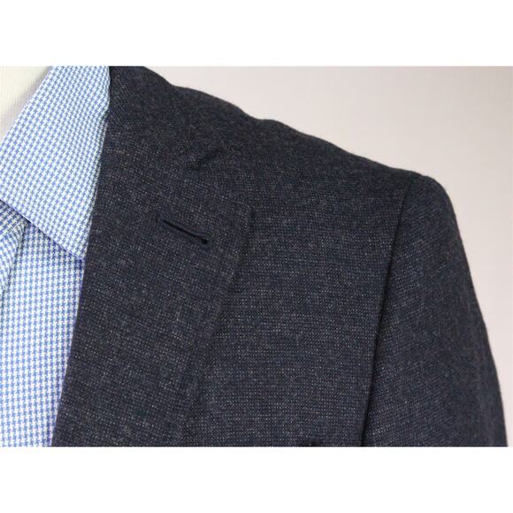 John Varvatos Gray Black Blue Woven Patch Pocket Cashmere Wool Blazer 38R - Picture 4 of 9
